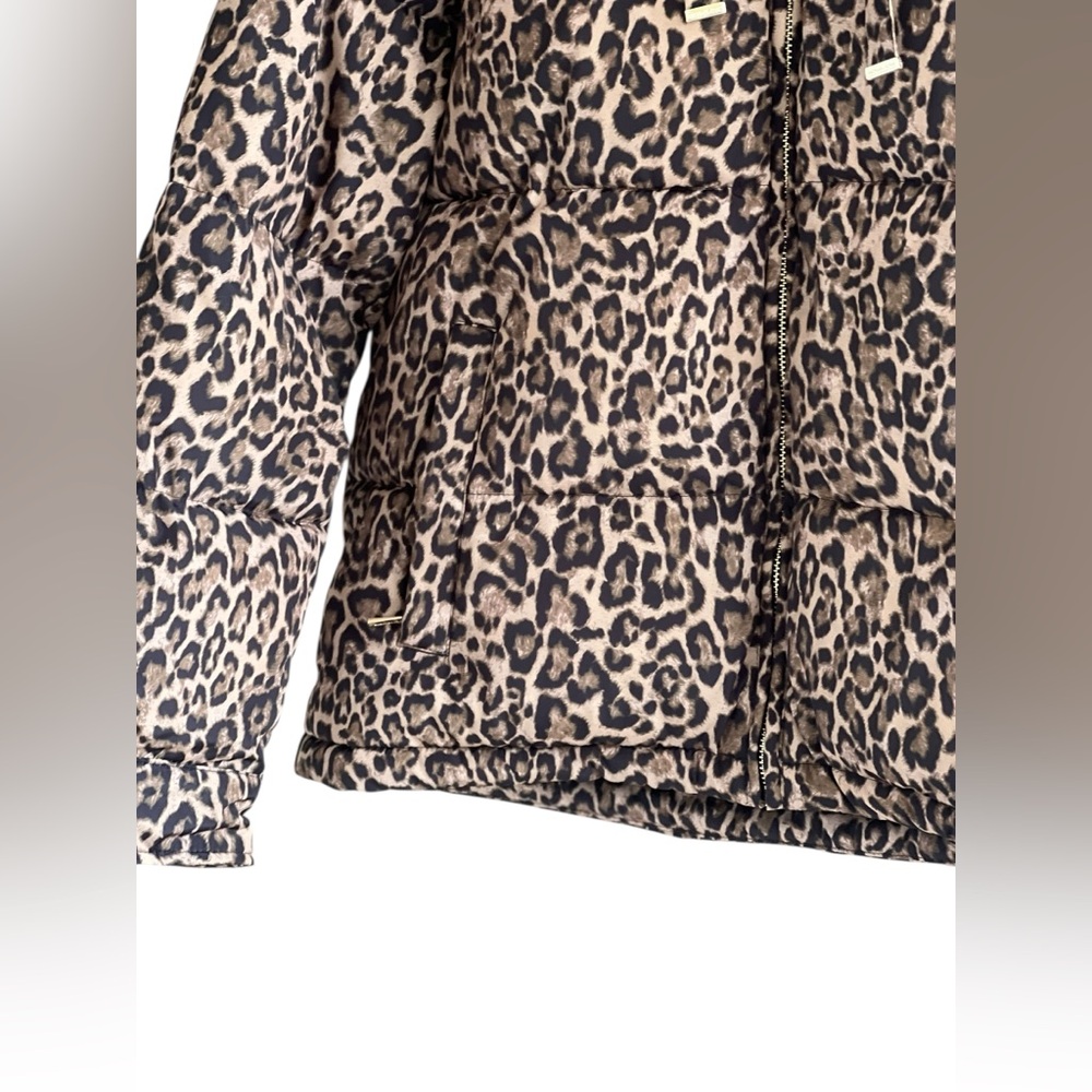 Michael Kors Leopard Print Women's Hooded Coat In Size M - Picture 4 of 16